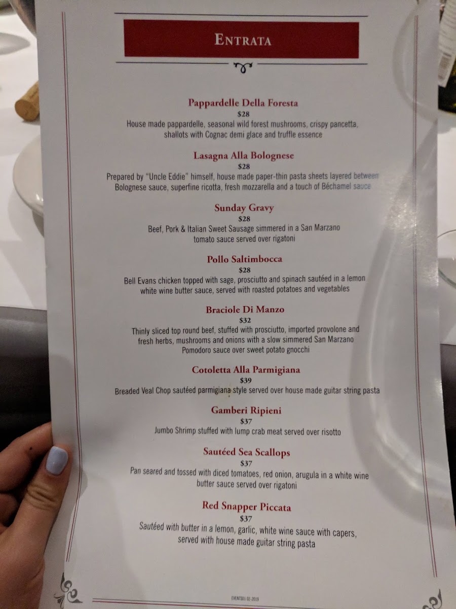 Menu Uncle Eddie's Ristorante, Dba 'the Joint', An Italian Social Club-3